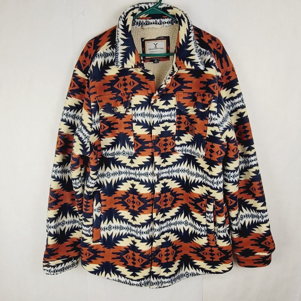 Yellowstone Dutton Ranch southwestern print fleece lined chore coat XL Western